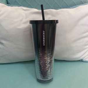 Starbucks Black and Silver Sequin Tumbler